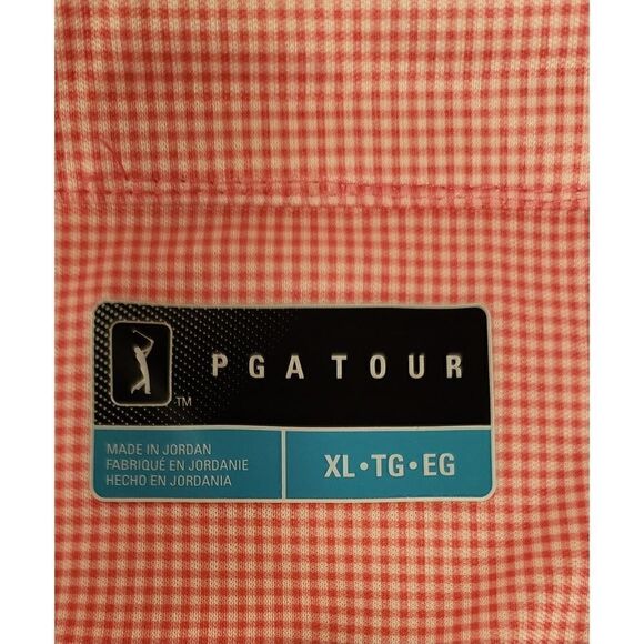 PGA Tour Polo Shirt Sleeve Shirt Pink/White Stripe XL - Picture 8 of 13